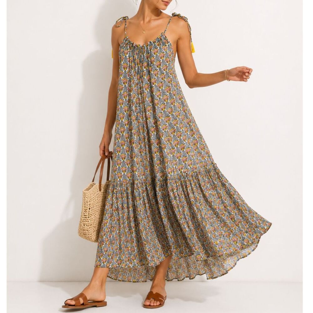 Natalie Martin Melanie Midi Dress Women's XS Floral Print Vacation CoastalChic